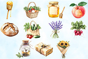 Watercolor Farmer's Market Clipart, an Illustration by Craft Nest (Thumbnail 4 of 9)