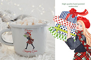 Christmas shopping girl clipart, an Illustration by s.yanyeva (Thumbnail 3 of 3)