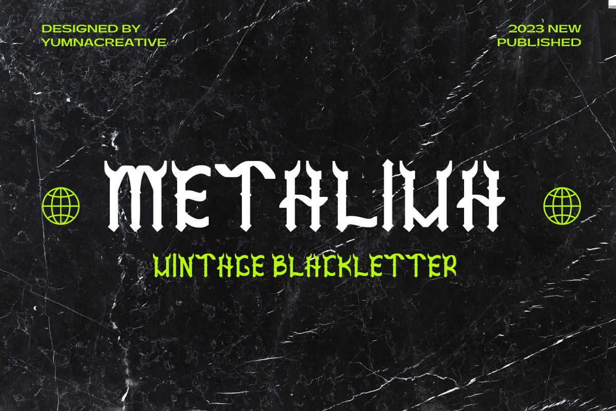 Metaliva - Vintage Blackletter Font, a Blackletter Font by Dhabee (Photo 1 of 11)