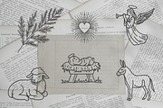 Holy Night Nativity Scene Line Art, a Seasonal Illustration by Blumensdiary (Thumbnail 2 of 7)