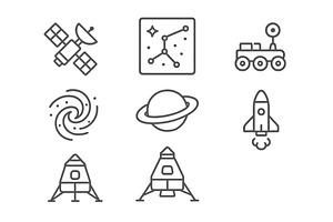 Space exploration icons representing, a Technology Illustration by ZinetroN