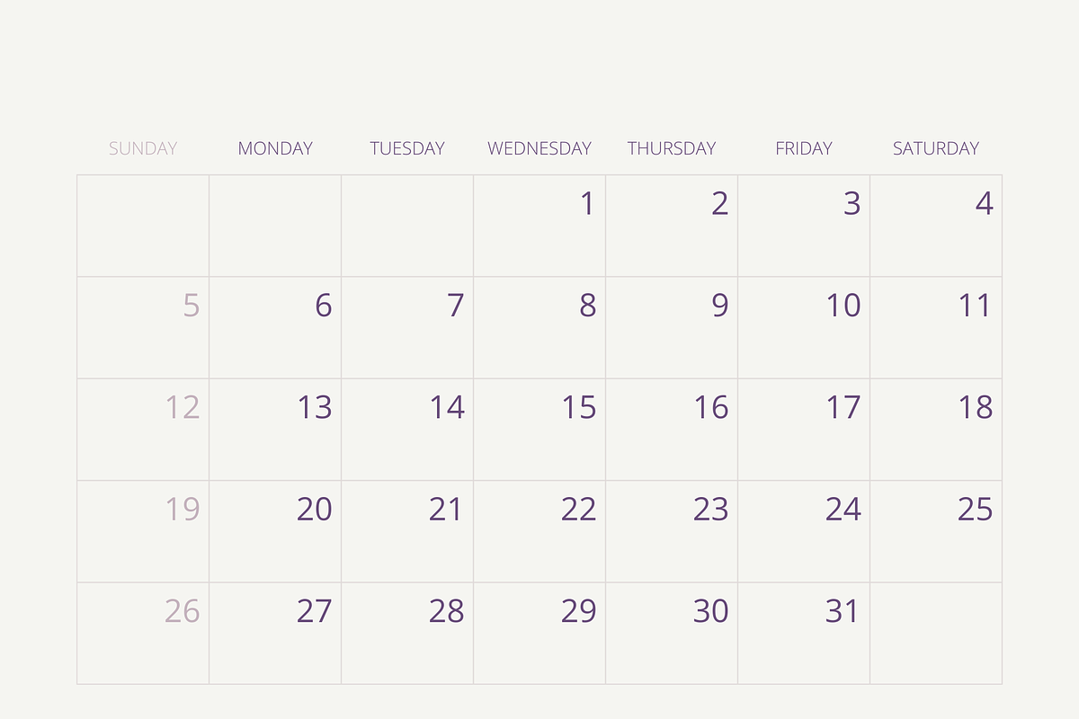 Purple Flora Wall Calendar For Print, a Stationery Template by DesignMarket (Photo 4 of 5)