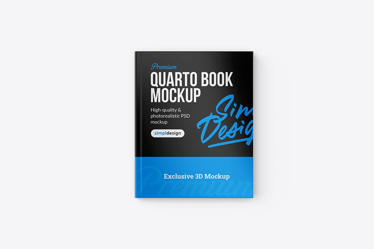Quarto Hardcover Book Mockup, a Books & Magazine Mockup by SimplDesign (Photo 3 of 13)