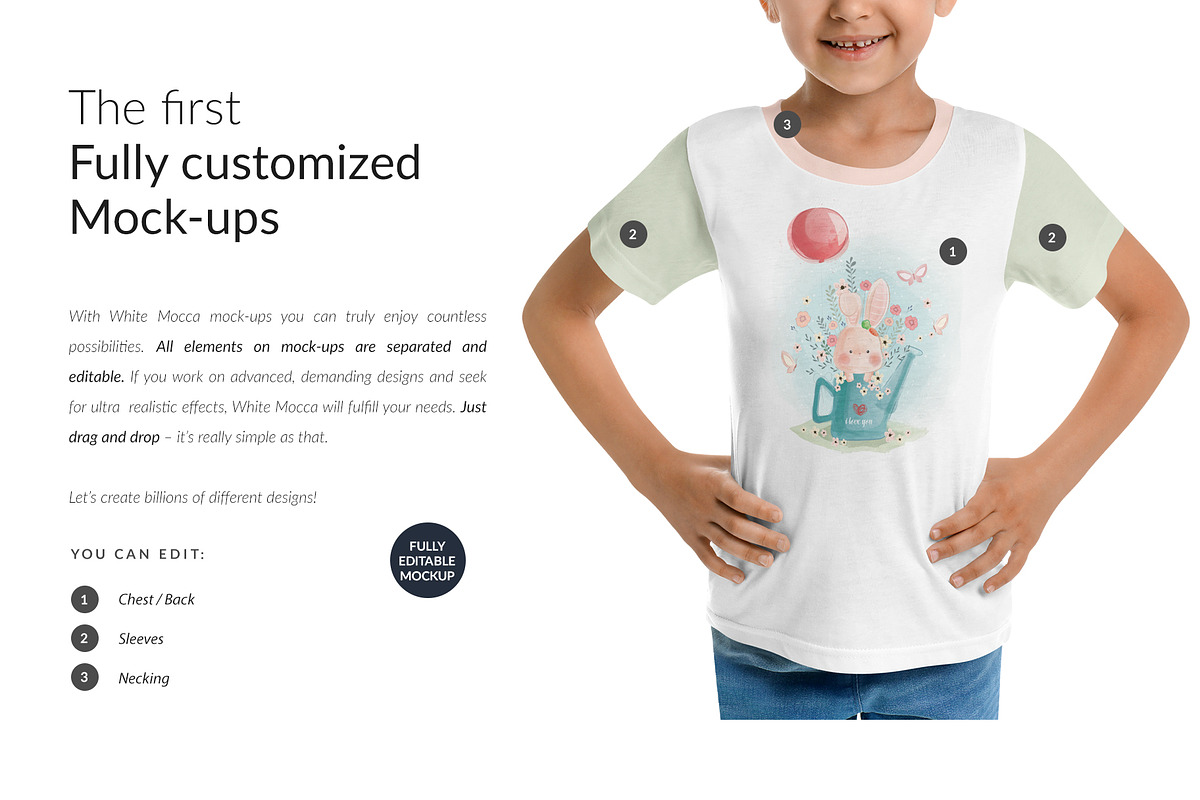 Girl T-shirt 3xMock-ups, a Print Template by Mocca Mockups Store (Photo 2 of 5)