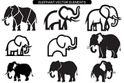 Elephant Vector Elements Bundle, an Animal Illustration by balal (Thumbnail 1 of 18)