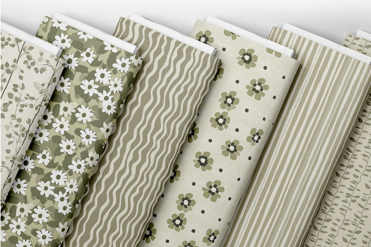 6 Seamless Patterns: Floral & Stripe, a Pattern Graphic by StudioCitra (Photo 2 of 11)