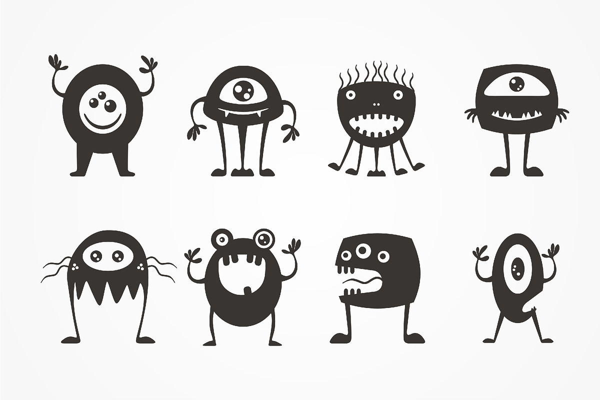 Cute Monsters Clipart, an Illustration by logika 600