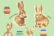 Clipart with Easter Rabbits, an Illustration by Nataliapiache (Thumbnail 4 of 4)
