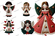 Whimsical Christmas Angel Clipart, an Illustration by DreamArtGraphic (Thumbnail 3 of 5)