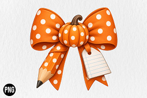 Personalized Fall Pumpkin Pencil Bow, a Seasonal Illustration by CraftArtStudio