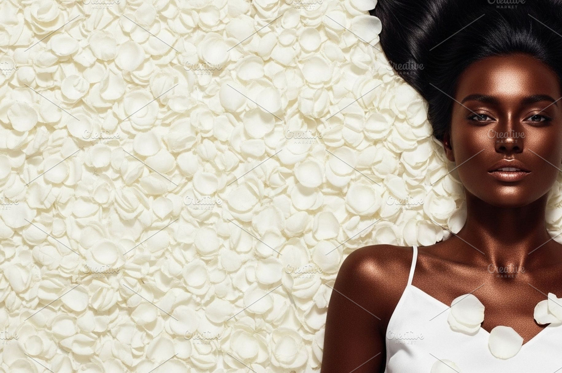 Woman on White Rose Petal Wall, a Person Photo by thepslr