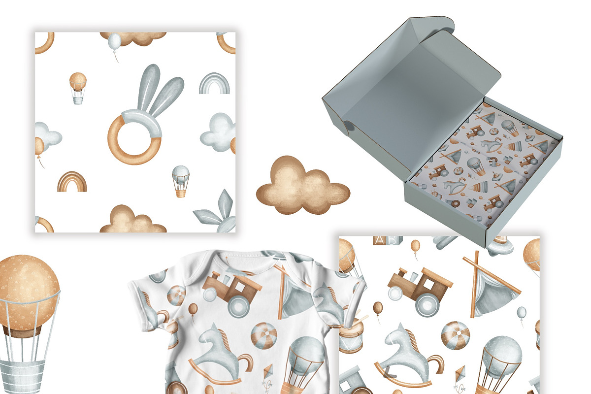 NEWBORN baby illustration & patterns, an Object Illustration by Linerisyart (Photo 10 of 17)