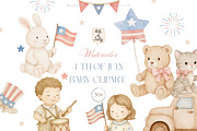 4th of July Baby Clipart Set, an Illustration by Pati Paints (Thumbnail 1 of 8)