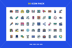 50 Communications and media icons, an Icon by Wencory