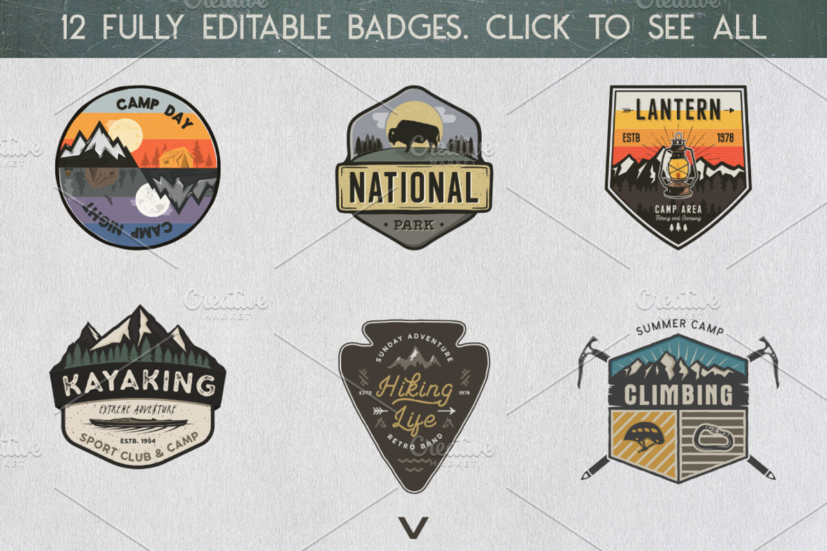 Vintage Camp Badges Sticker Pack, a Branding & Logo Template by JeksonGraphics (Photo 6 of 11)
