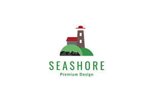 Colored Seashore Lighthouse Logo