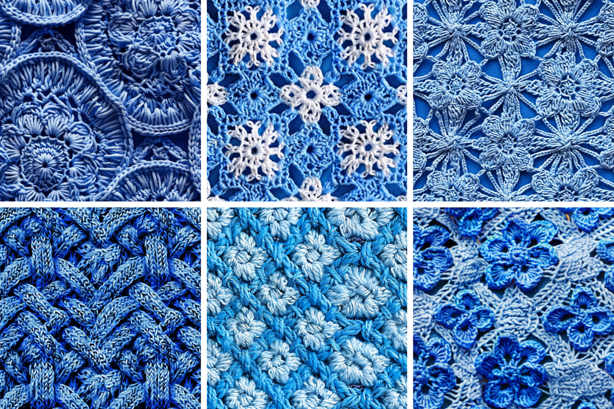 Blue Crochet Seamless Patterns, a Pattern Graphic by PrintablesByFranklyn (Photo 2 of 4)