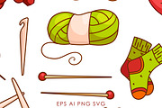 Cozy knitting, set of 21 elements, an Illustration by EshaStudio (Thumbnail 2 of 2)