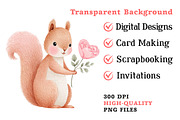 Watercolor Animals Valentine's Clipa, an Illustration by Dream Creation (Thumbnail 7 of 7)