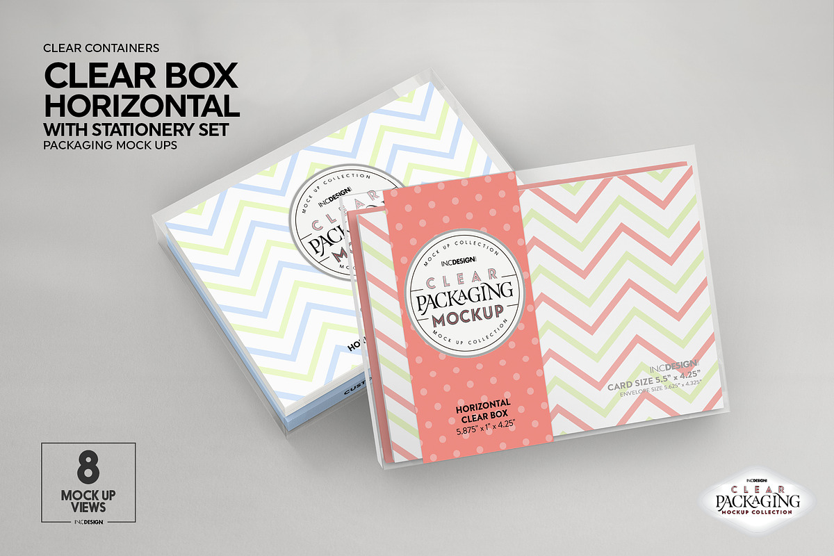 Clear Box with Stationery Set Mockup, a Packaging Mockup by INCDesign (Photo 6 of 19)