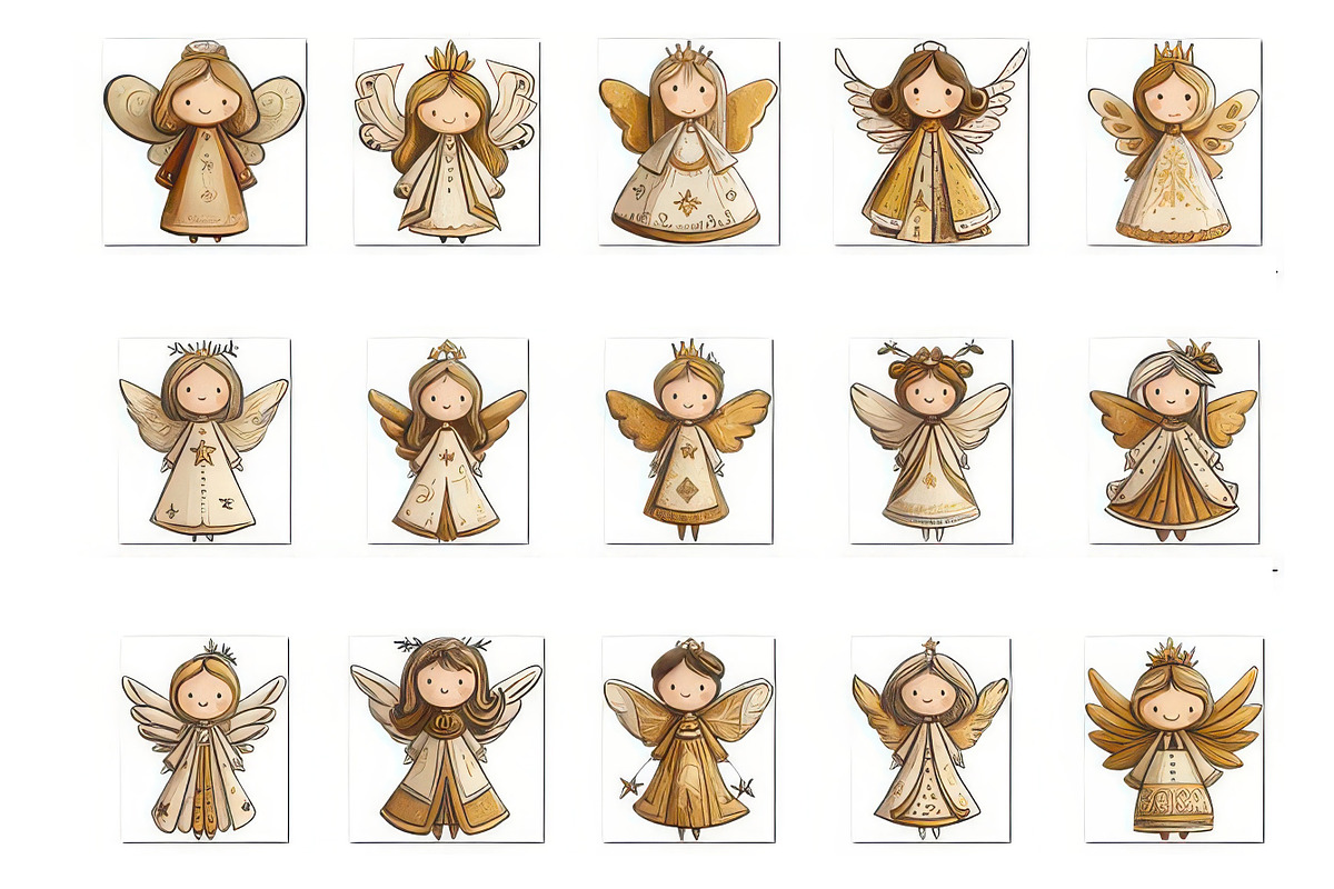30 Whimsical Christmas Angel Clipart, a Seasonal Illustration by V Design Creator (Photo 3 of 10)