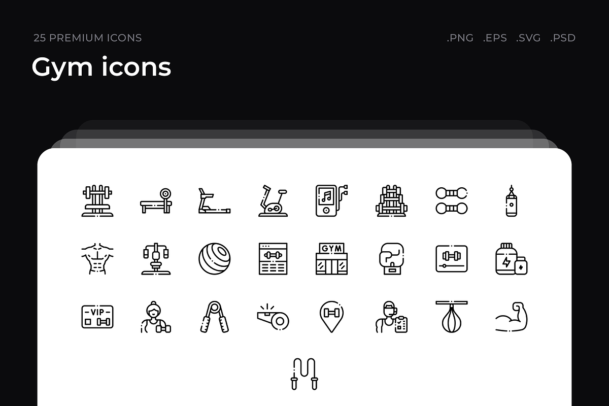 Gym icons, an Outline Icon by Wencory (Photo 1 of 2)