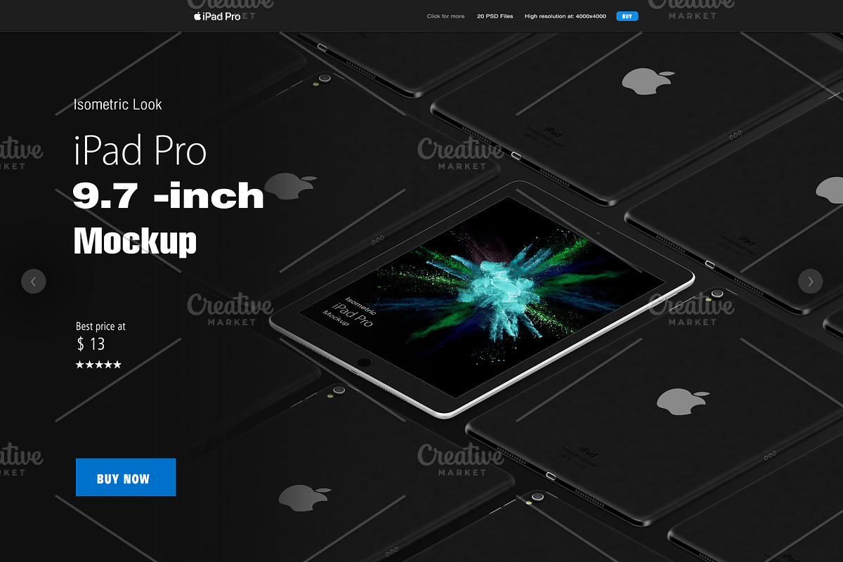 Isometric Apple iPad Pro 9.7 Mock-up, an iPhone Mockup by IsometricWorld (Photo 3 of 12)