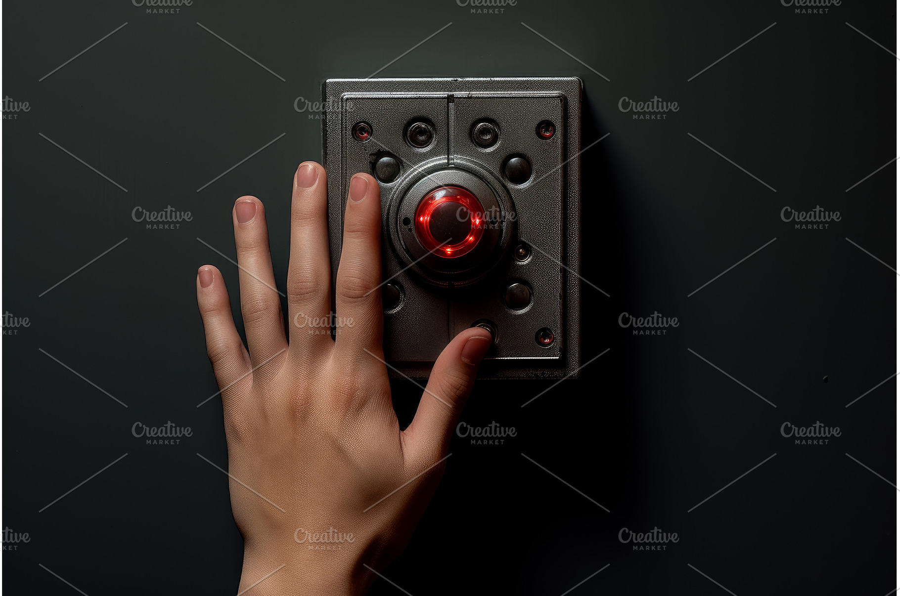 Forceful Hand pushes the button, a Technology Photo by Ylivdesign
