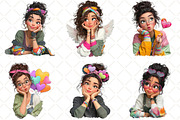 Whimsical Valentine Girl Clipart, an Illustration by Black Bird Studio (Thumbnail 6 of 6)