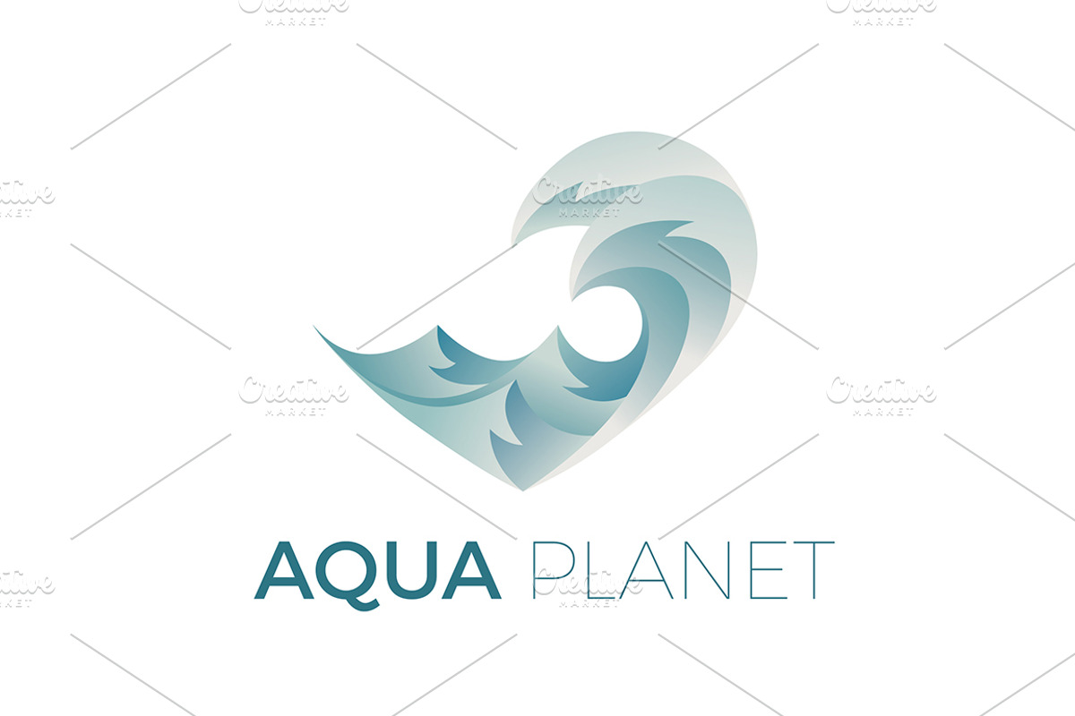 Aqua logo template with waves, a Branding & Logo Template by MaryHat Shop (Photo 3 of 8)