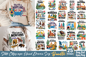 State Cityscape Hand Drawn SVG Bundl, an Object Graphic by DollarSmart