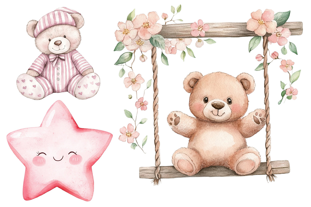 Watercolor Baby Shower Clipart, a Seasonal Illustration by CitraGraphics (Photo 4 of 4)