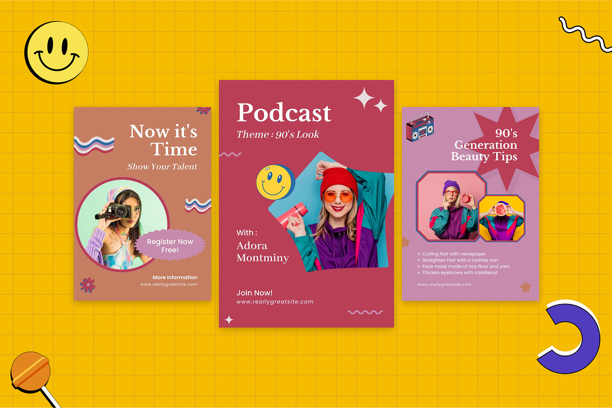 Playful Podcast 3in1 Canva Template, a Social Media Template by Brandearth RRGraph (Photo 7 of 11)
