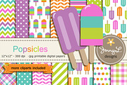 Popsicles Digital Papers & Cliparts, a Pattern Graphic by JennyL Designs (Thumbnail 1 of 5)