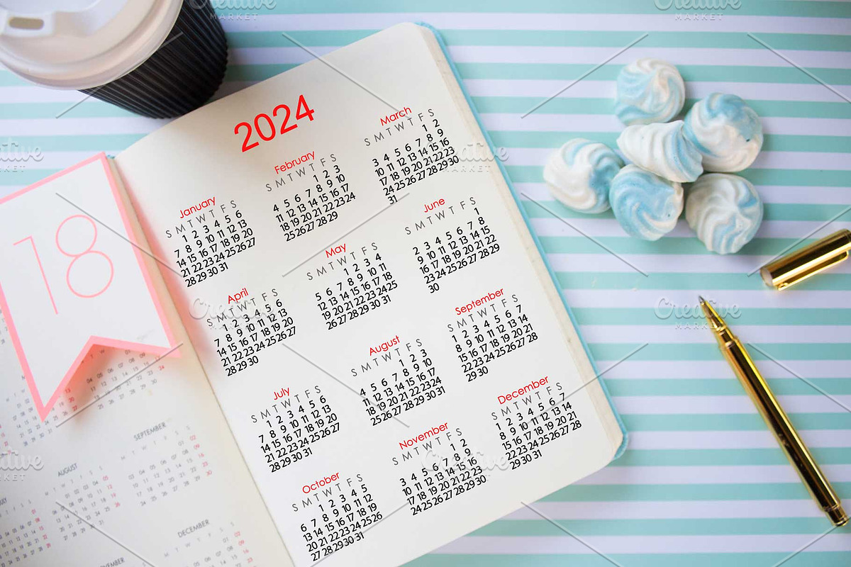 Calendar 2024 template, a Stationery Template by Contes_de_fée (Photo 6 of 7)