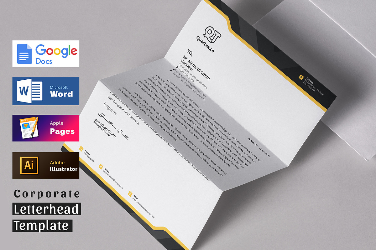 Letterhead Ms Word Google Docs Pages, a Stationery Template by Tbunny (Photo 1 of 6)