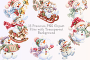 Funny Snowman Clipart Bundle, a Seasonal Illustration by Ink Gallery (Thumbnail 5 of 7)