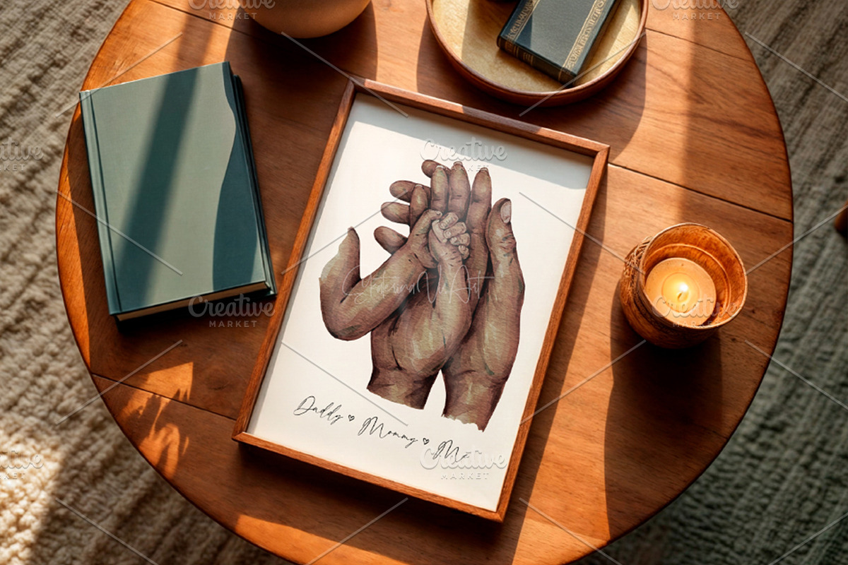 New Family Parents and Newborn Hands, a Person Illustration by EkaterinaViArt (Photo 5 of 5)