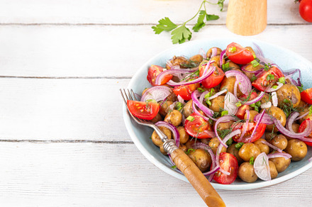 Homemade young potatoes salad