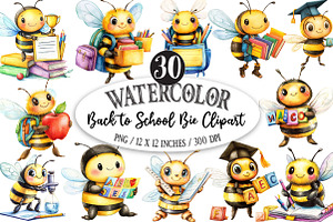 Back to School Bie Clipart, a Seasonal Illustration by Designking