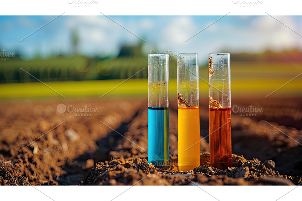 Test tubes with soil samples in, an Object Illustration by yanadjana