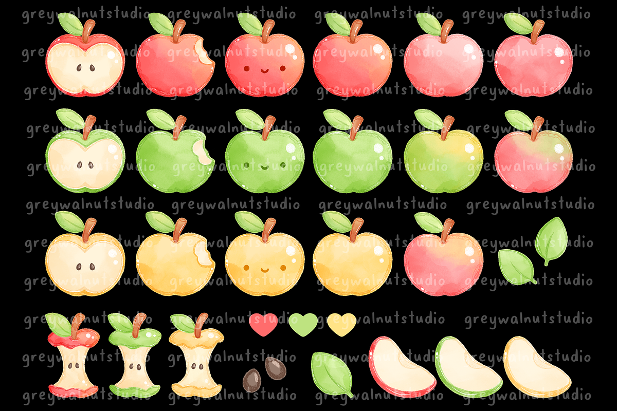 Apples Clipart, an Education Illustration by greywalnutstudio (Photo 3 of 4)