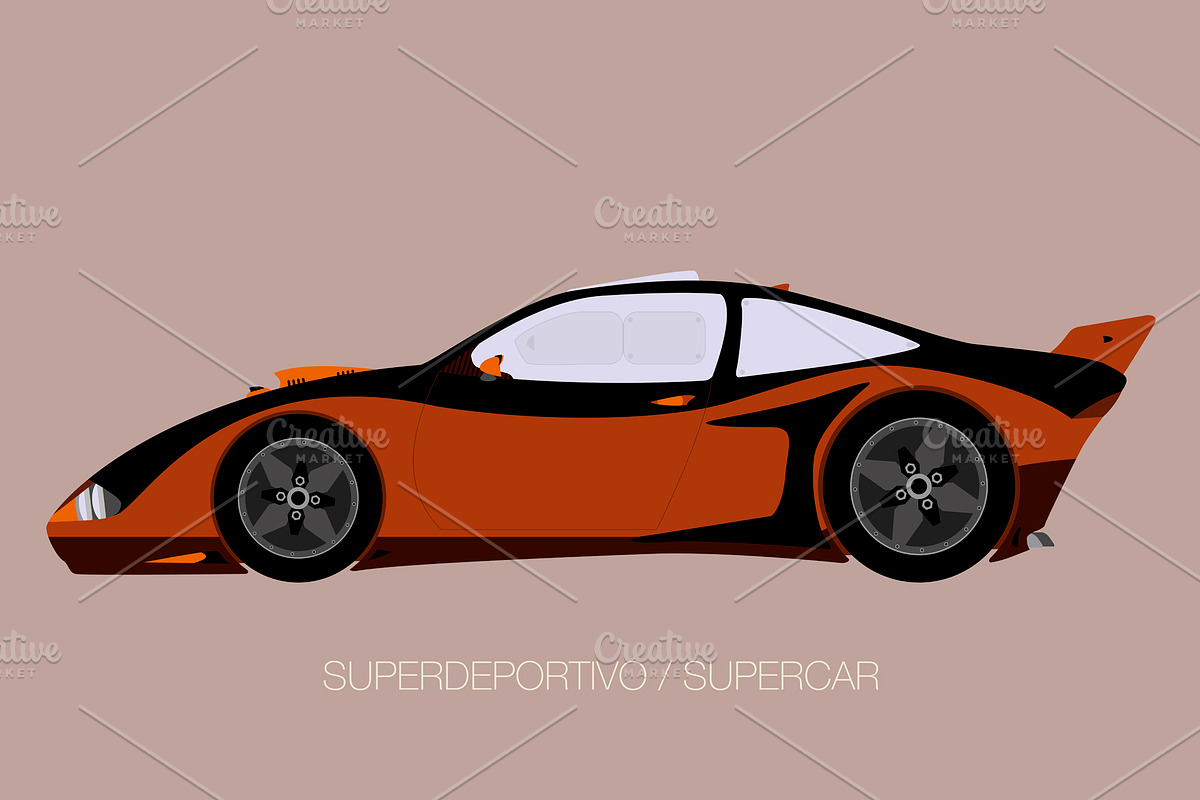 Supercar. Car side view. Race car., an Illustration by FMR IBERICA