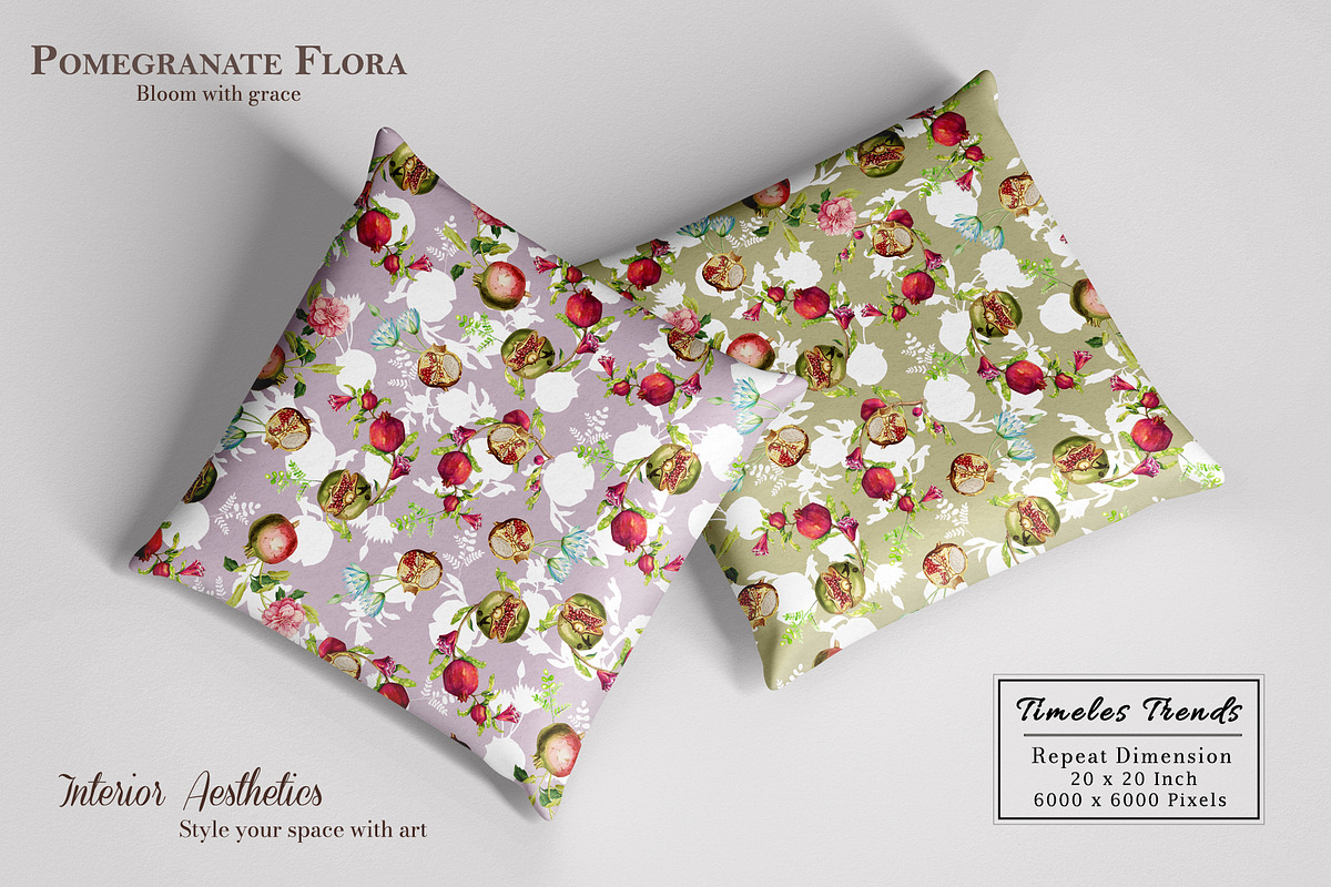 Pomegranate Flora Prints & Patterns, a Pattern Graphic by GND ART STUDIO (Photo 3 of 8)