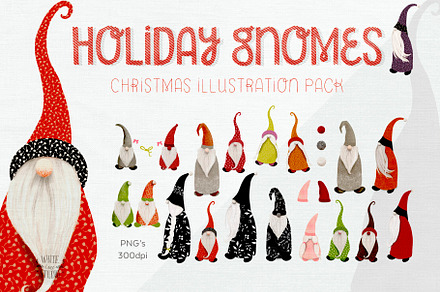 Holiday Gnome Illustrations Set