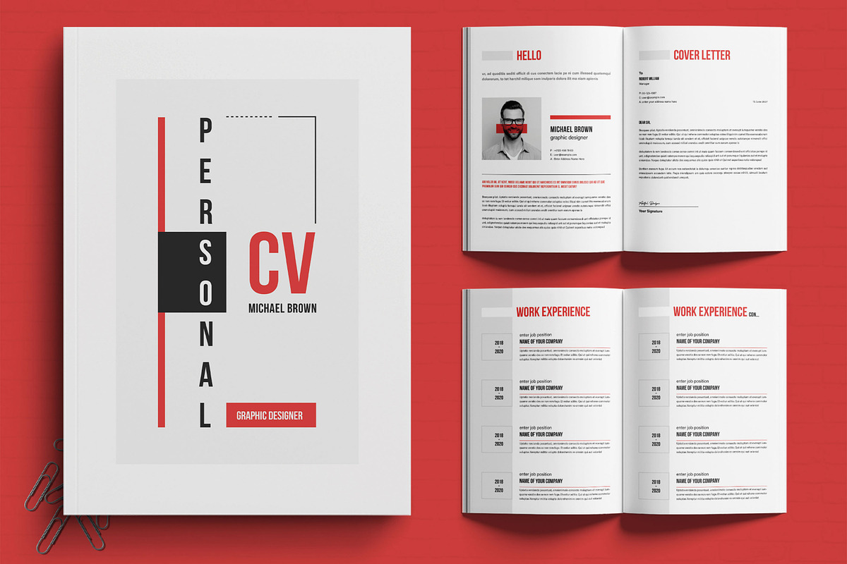 Modern CV and Portfolio Template, a Brochure Template by MightyDesign (Photo 2 of 7)