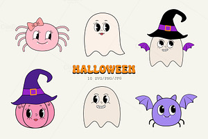 Retro Halloween Character SVG Pack.