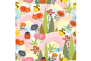 Seamless Pattern with Cute Summer, an Object Illustration by Maria Starus
