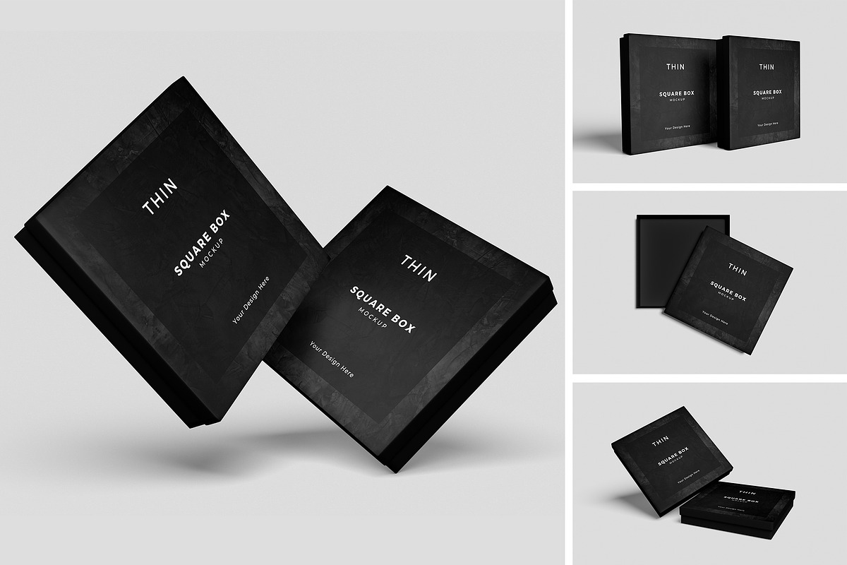 Thin Square Box mockup, an Advertising Mockup by swsi-studio (Photo 1 of 5)