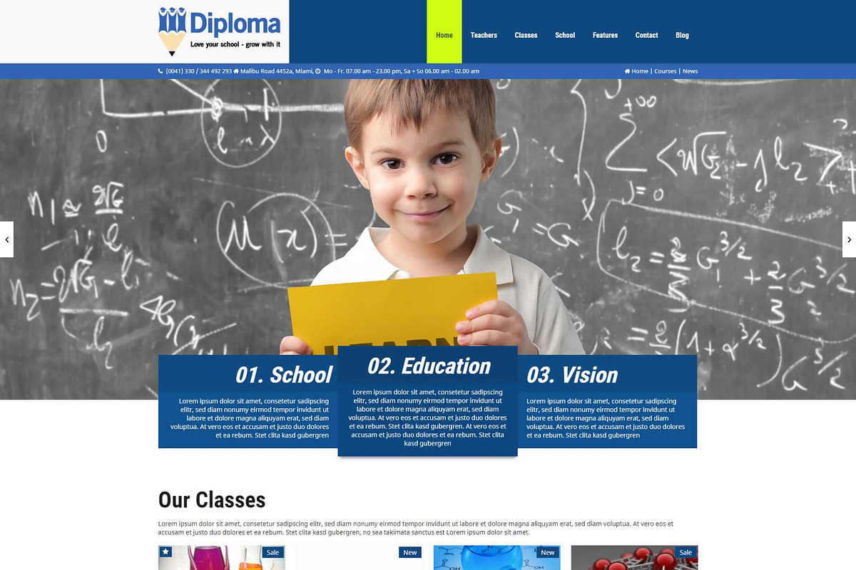 Diploma - School & Education Theme, a WordPress Template by 7Theme (Photo 1 of 2)